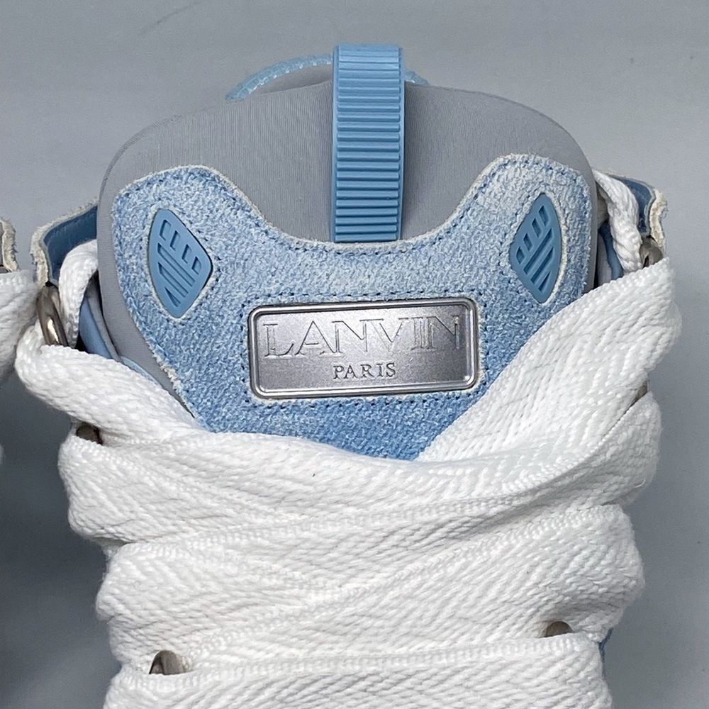 Lanvin Unisex Curb Denim-Effect Leather Sneakers size 40 - Picture 6 of 11